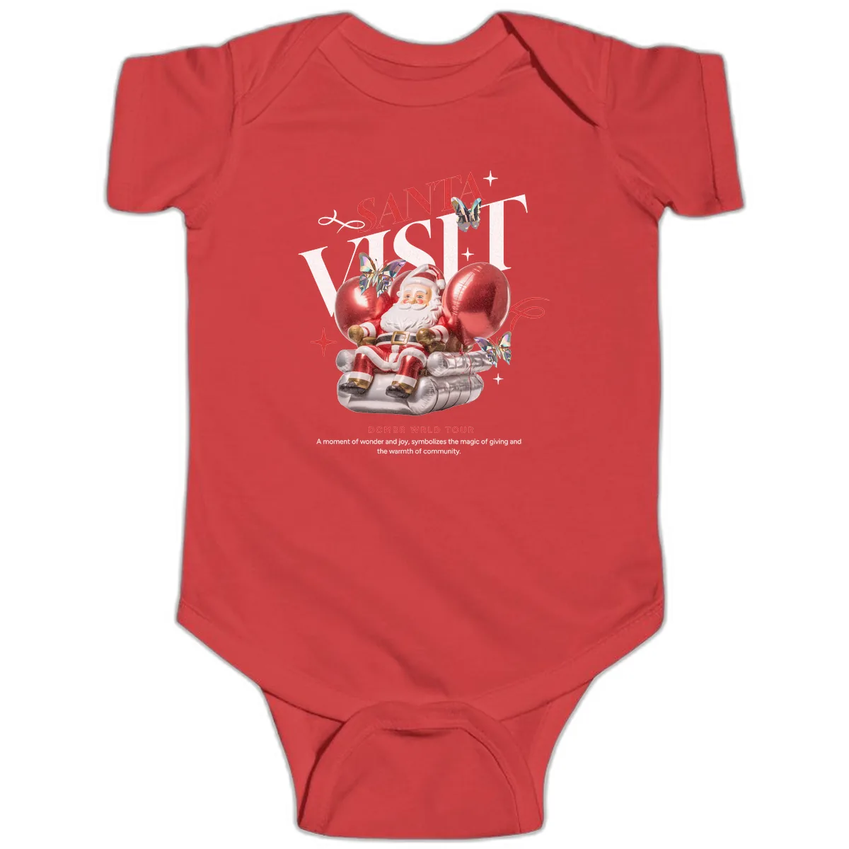 Santa's December World Tour Baby Onesie in Red