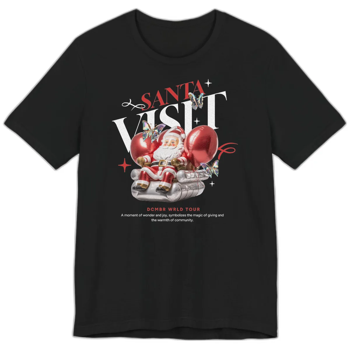 Santa's December World Tour Premium T-Shirt in Black