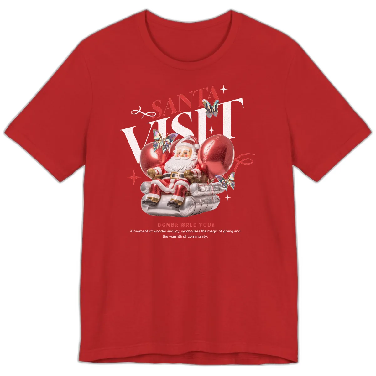 Santa's December World Tour Premium T-Shirt in Red