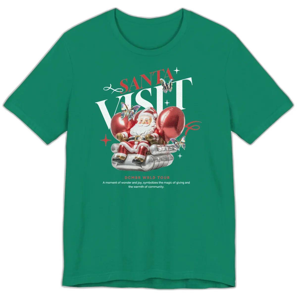 Santa's December World Tour Premium T-Shirt in Kelly