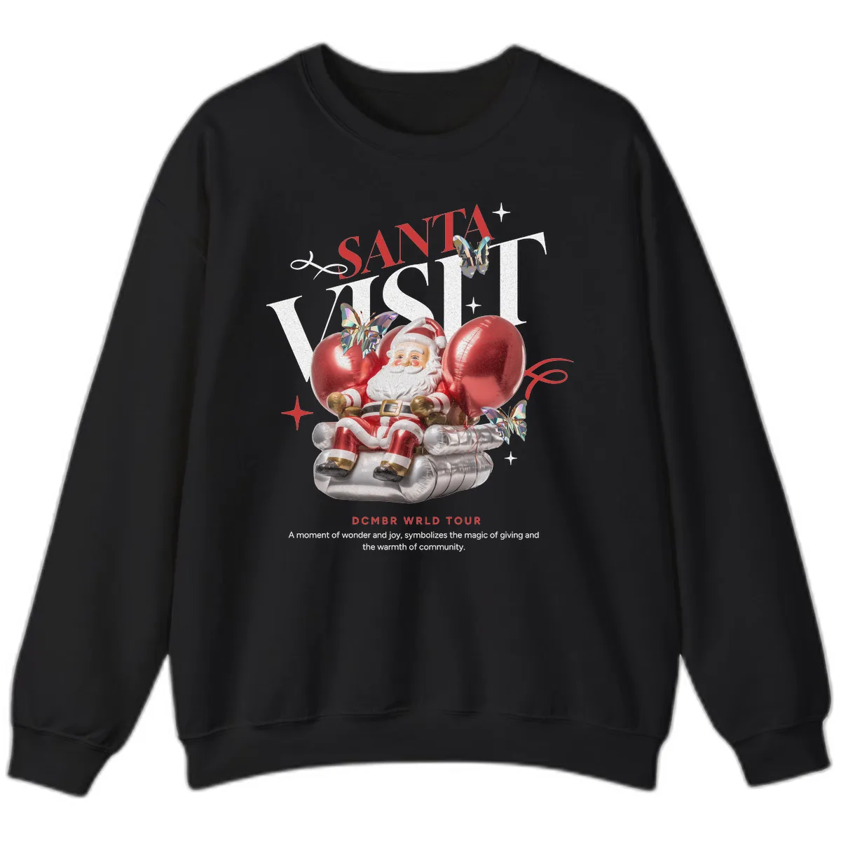 Santa's December World Tour Sweatshirt in Black