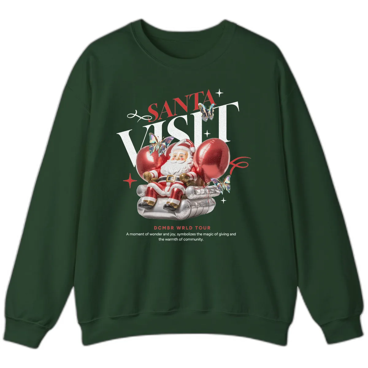 Santa's December World Tour Sweatshirt in Forest Green