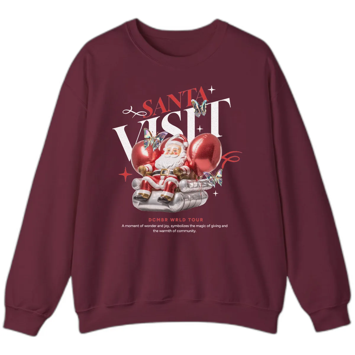 Santa's December World Tour Sweatshirt in Maroon
