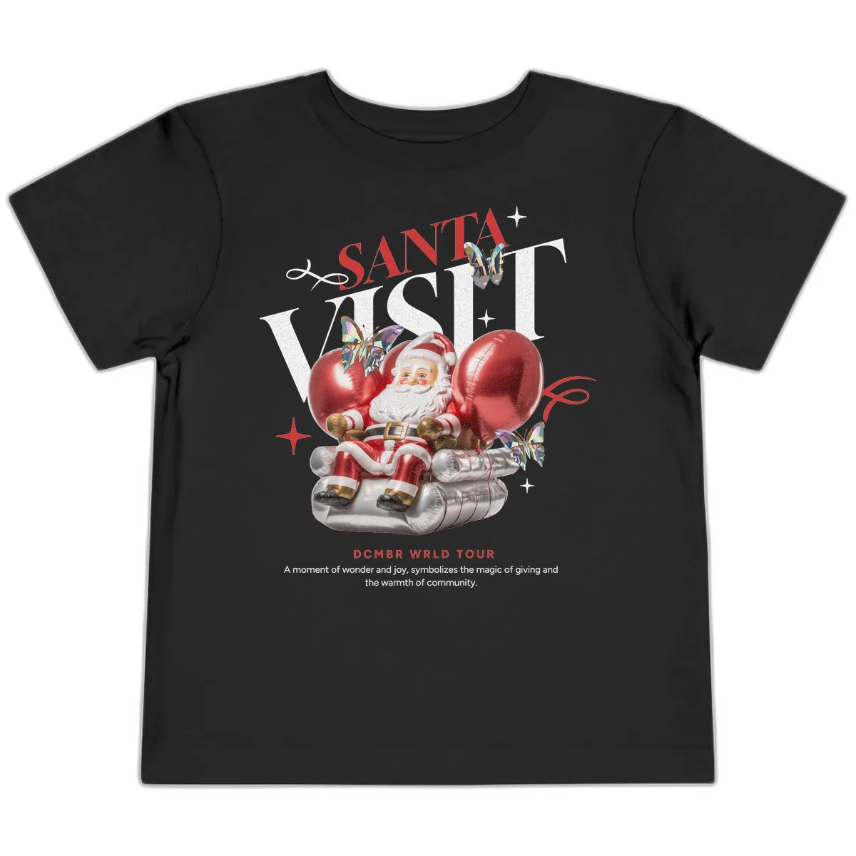 Santa's December World Tour Toddler T-Shirt in Black