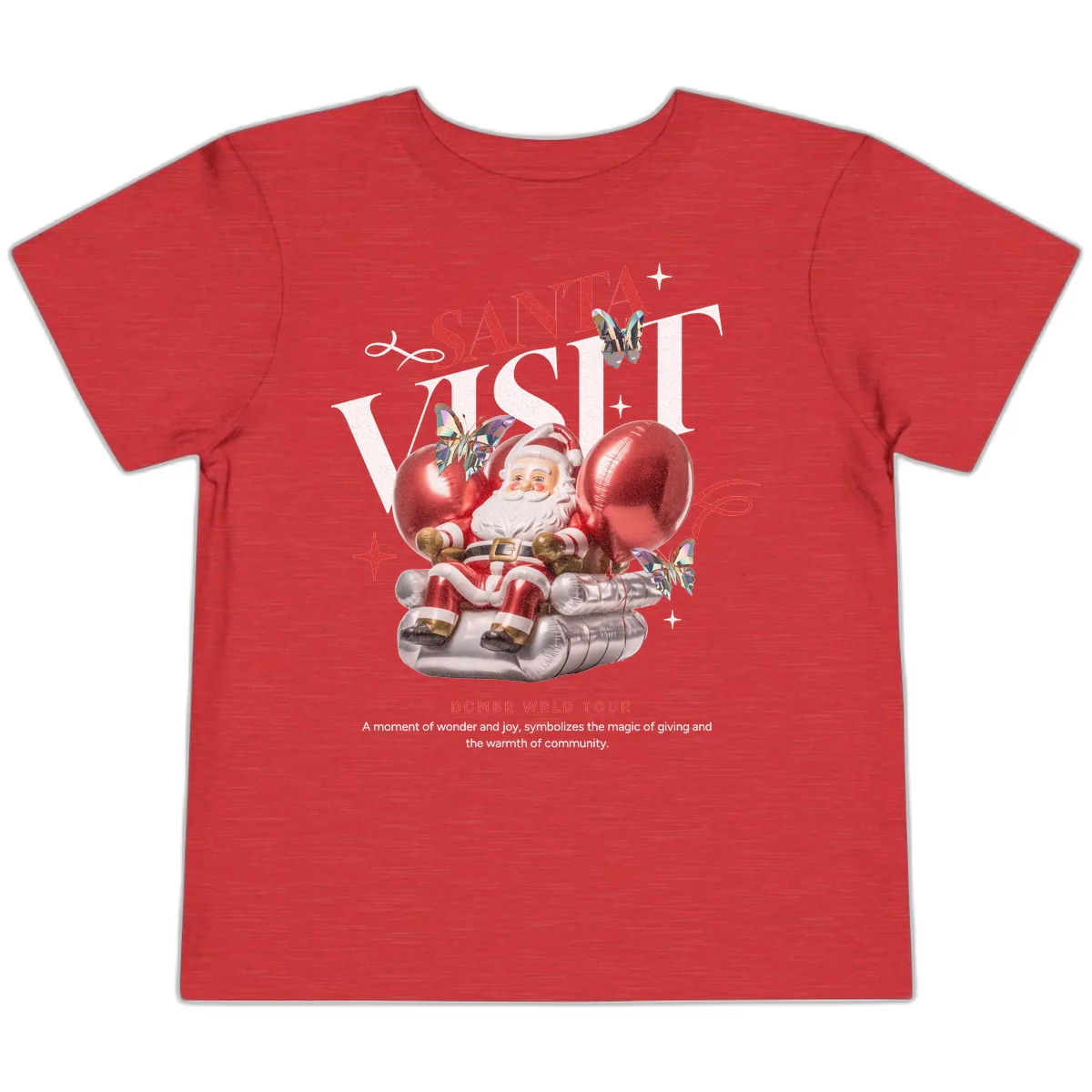 Santa's December World Tour Toddler T-Shirt in Heather Red