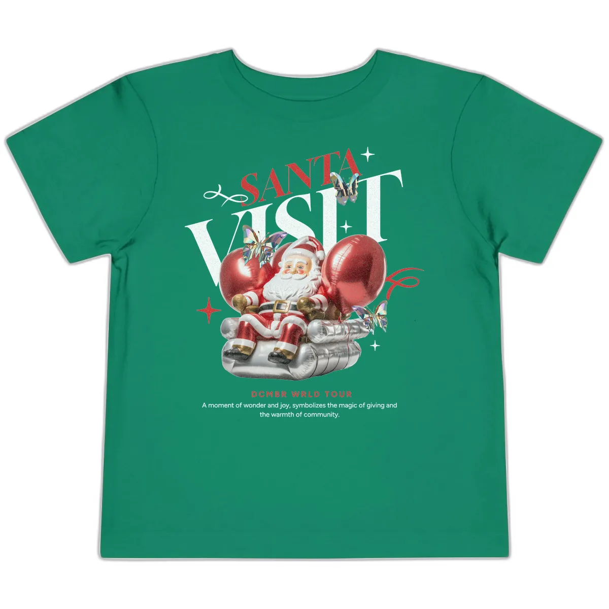 Santa's December World Tour Toddler T-Shirt in Kelly
