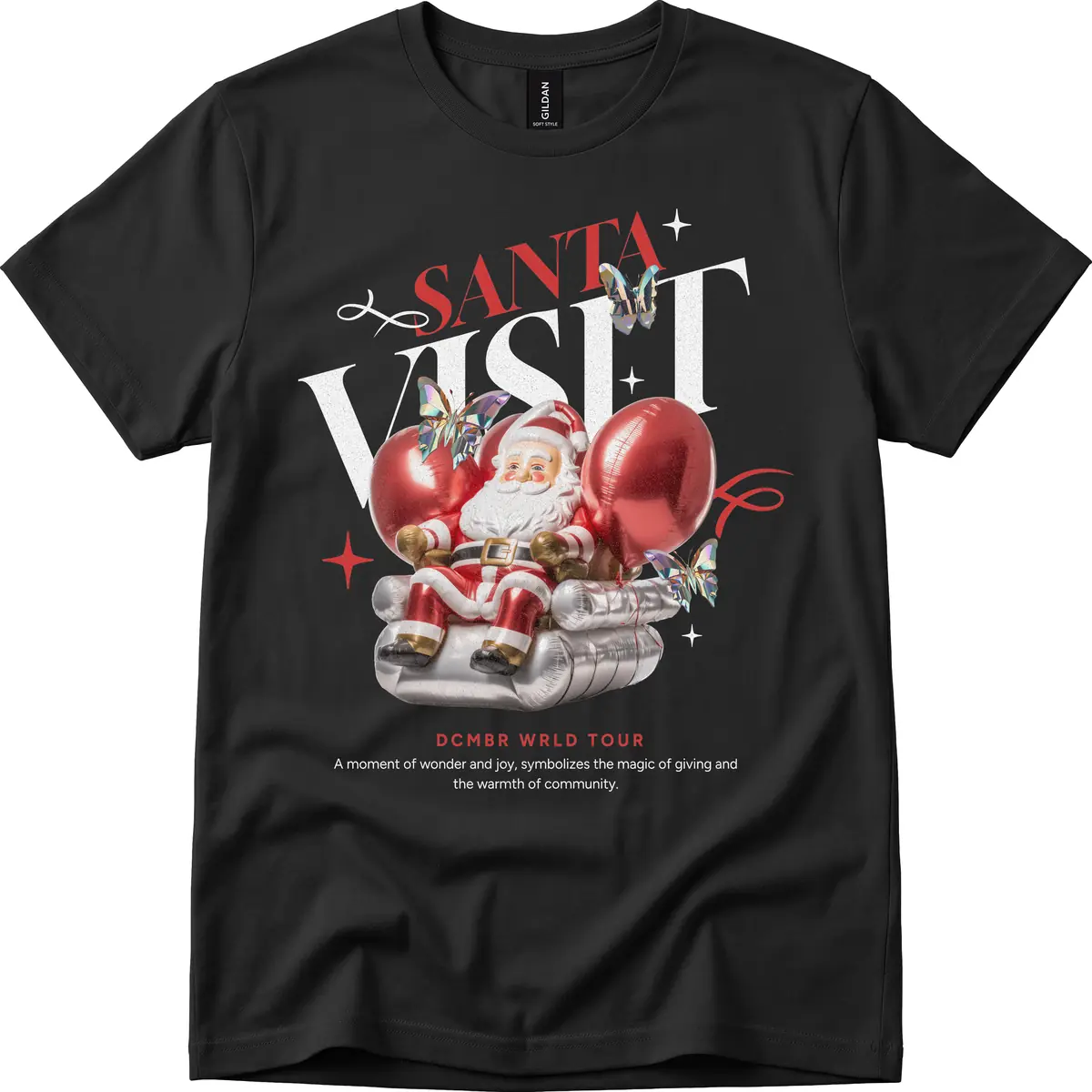 Santa's December World Tour T-Shirt in Black