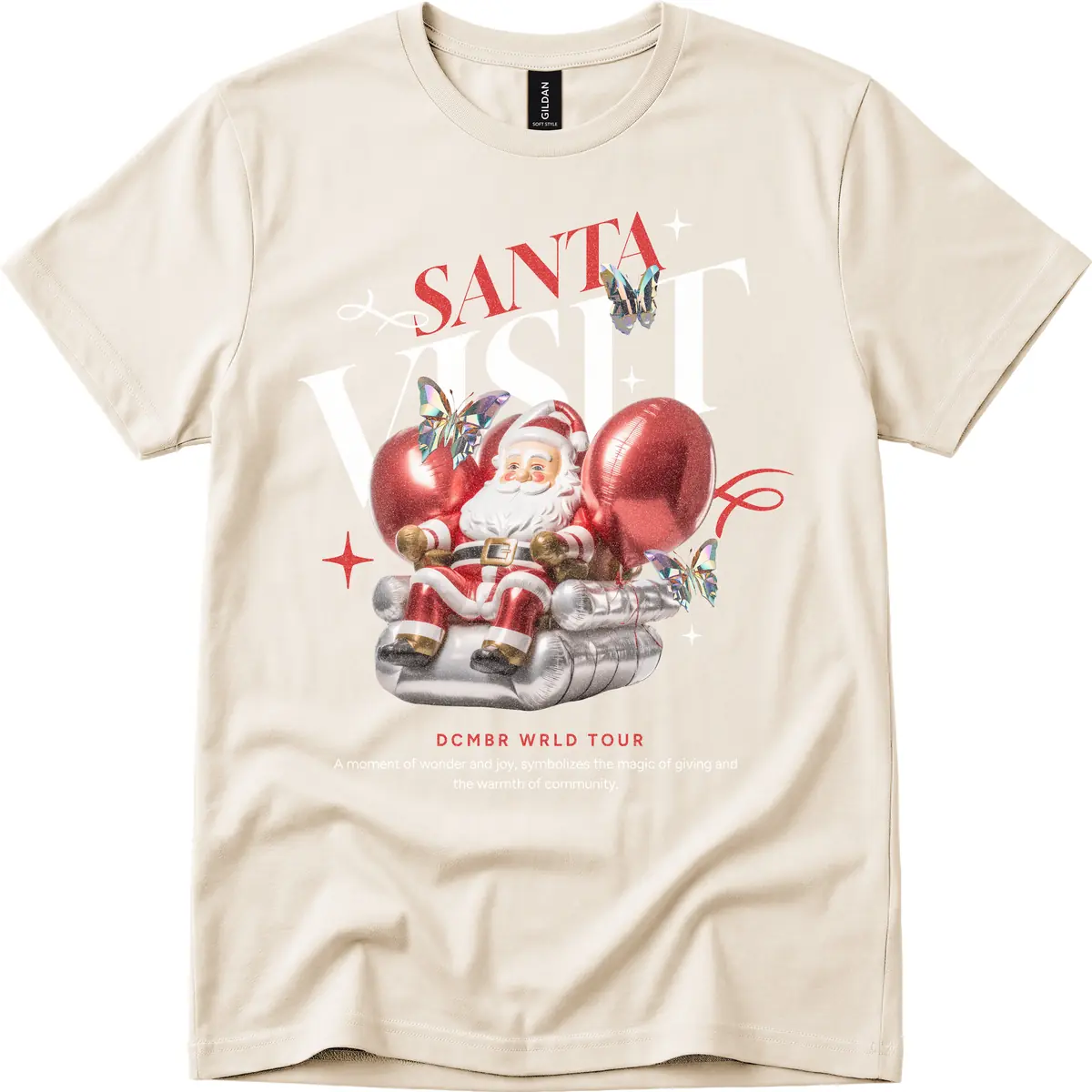 Santa's December World Tour T-Shirt in Natural