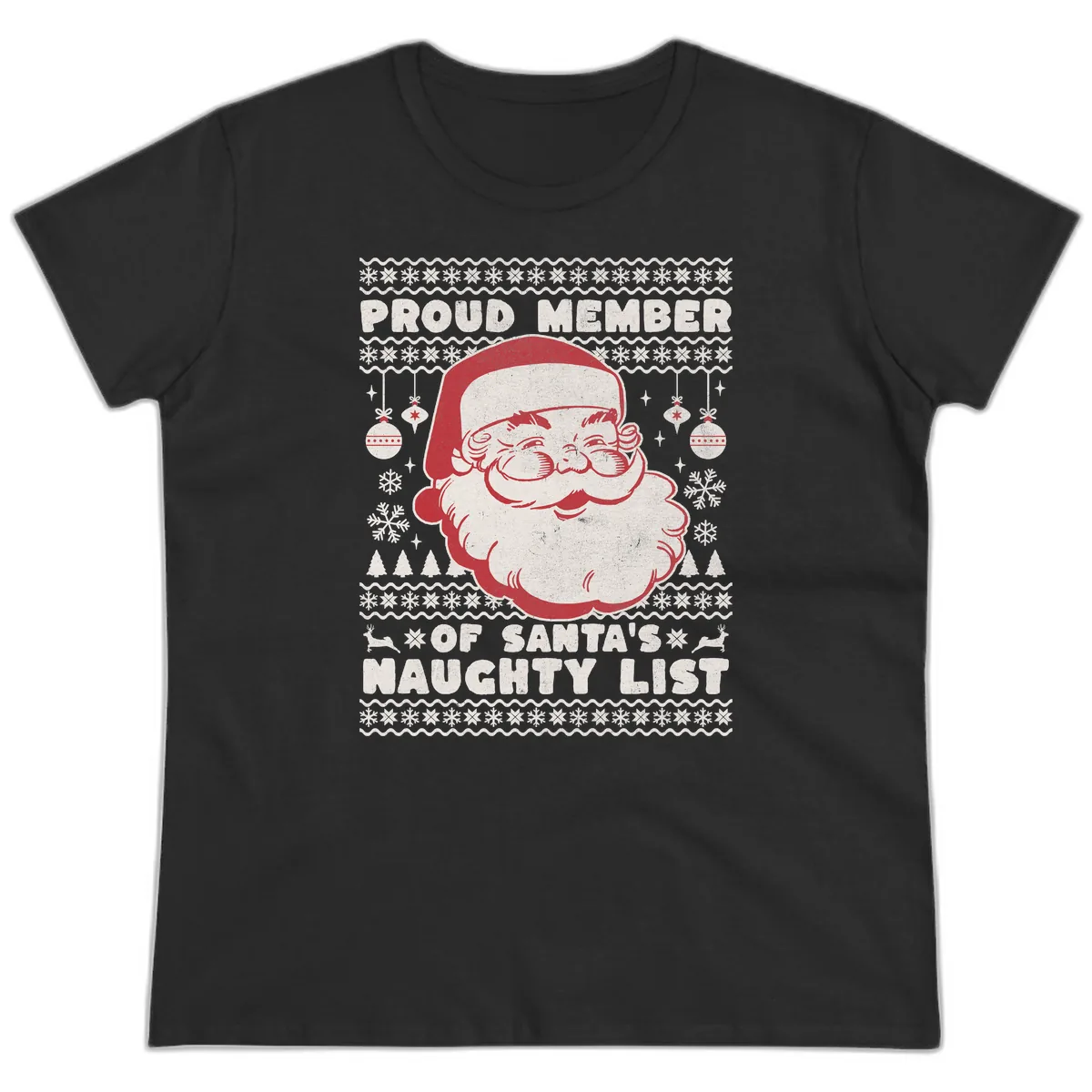Proud Member Of Santa's Naughty List Ladies Tee in Black