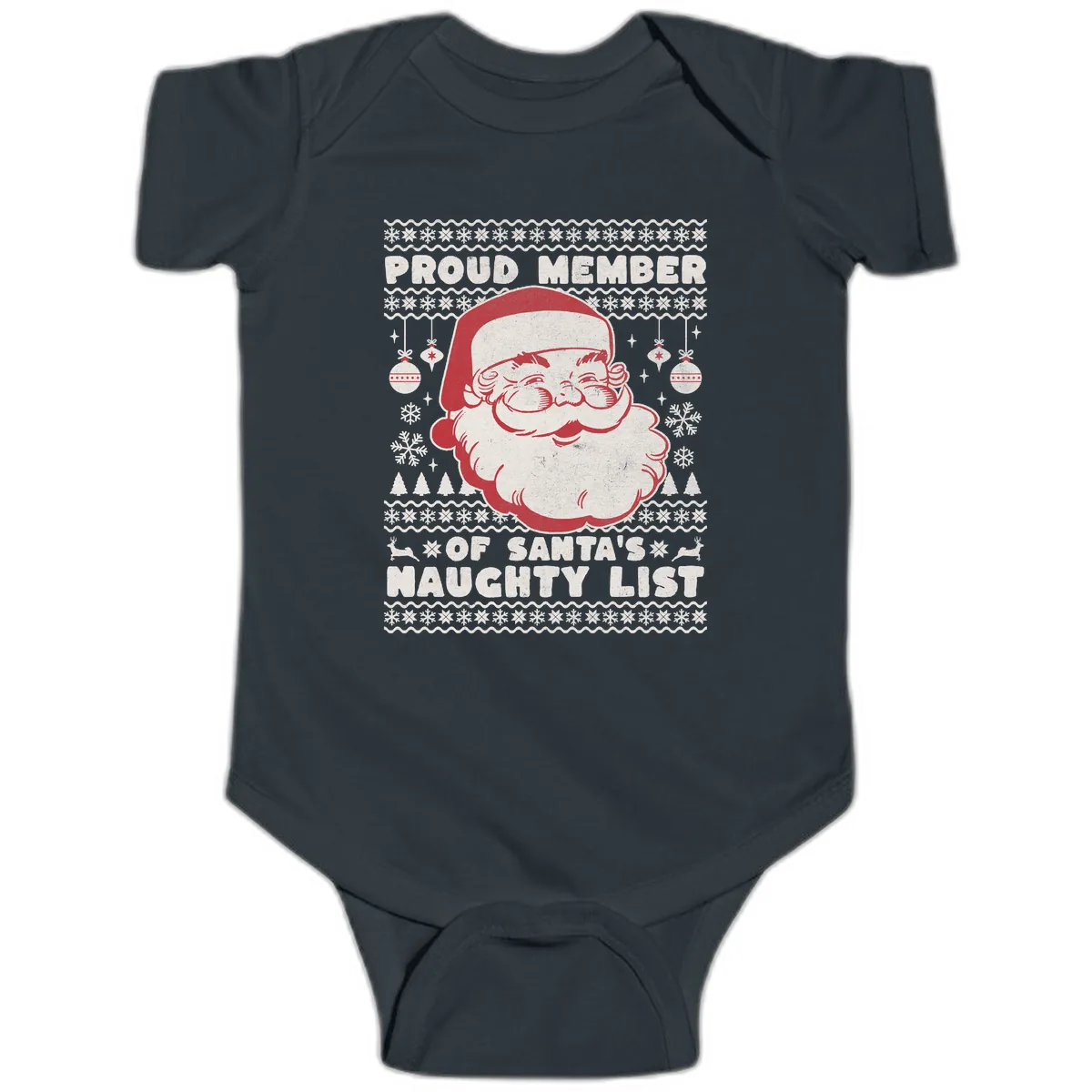 Proud Member Of Santa's Naughty List Baby Onesie in Black