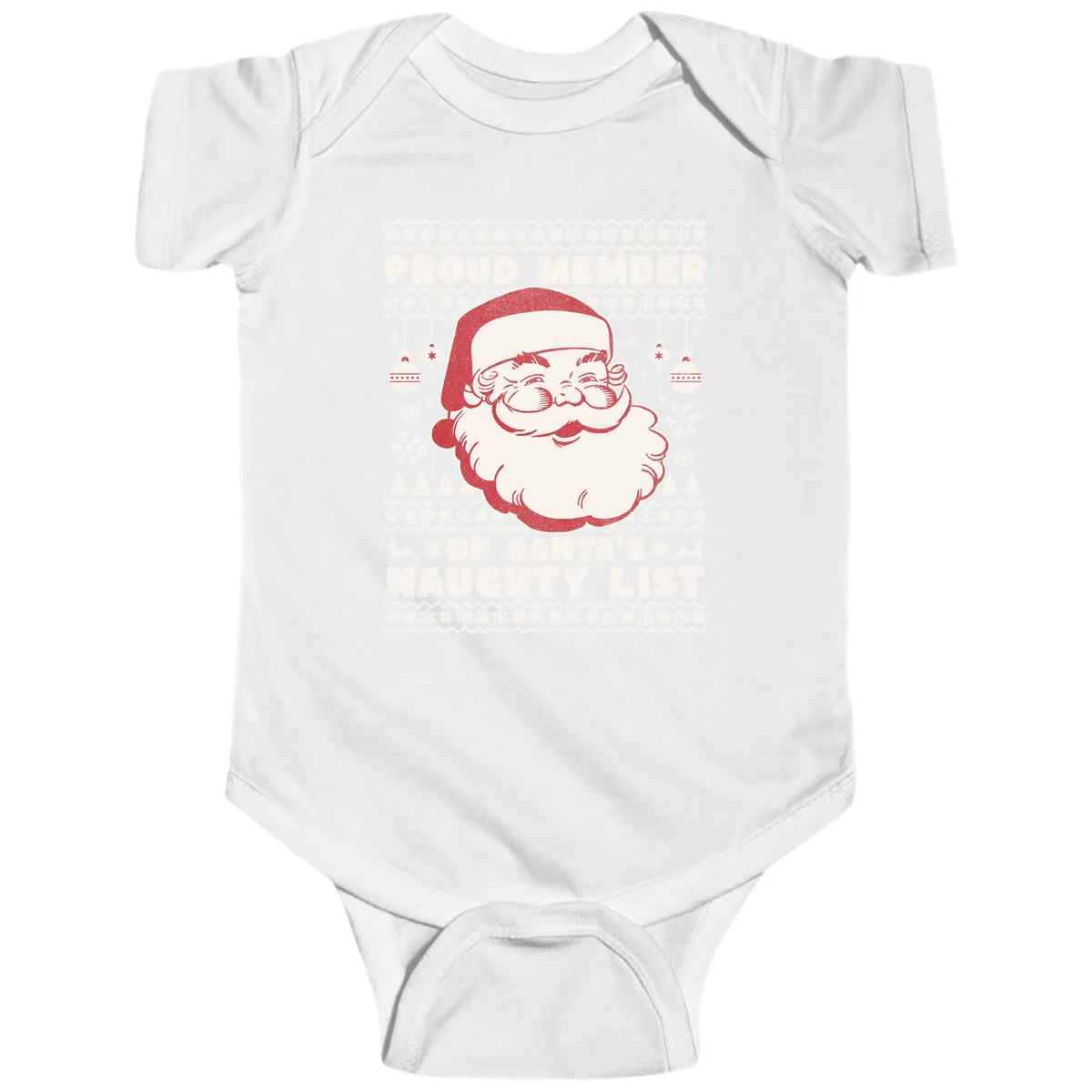 Proud Member Of Santa's Naughty List Baby Onesie in White