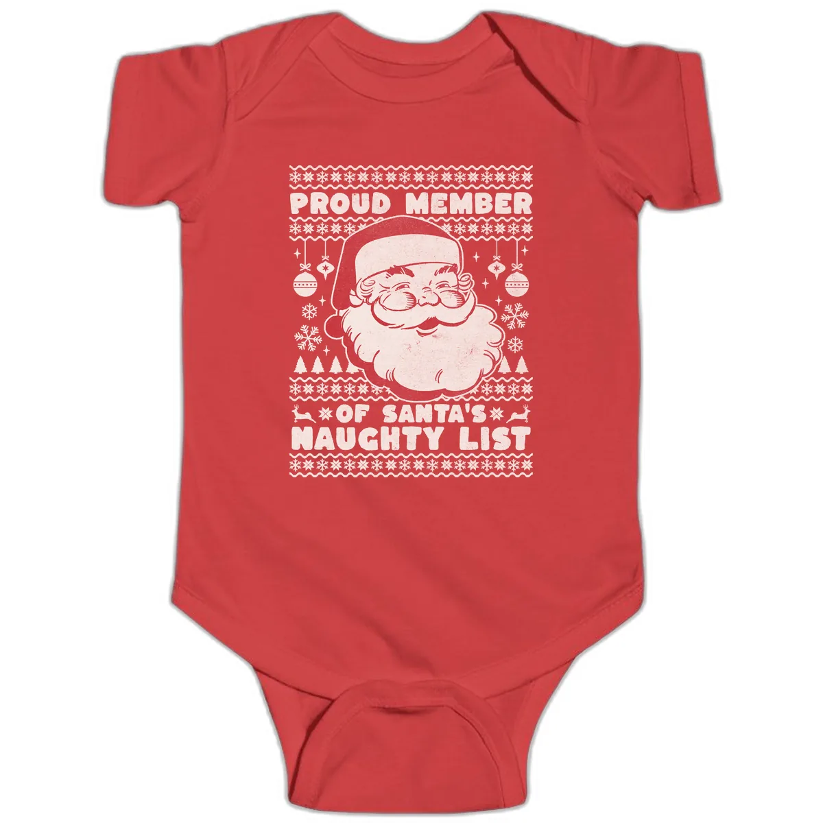 Proud Member Of Santa's Naughty List Baby Onesie in Red