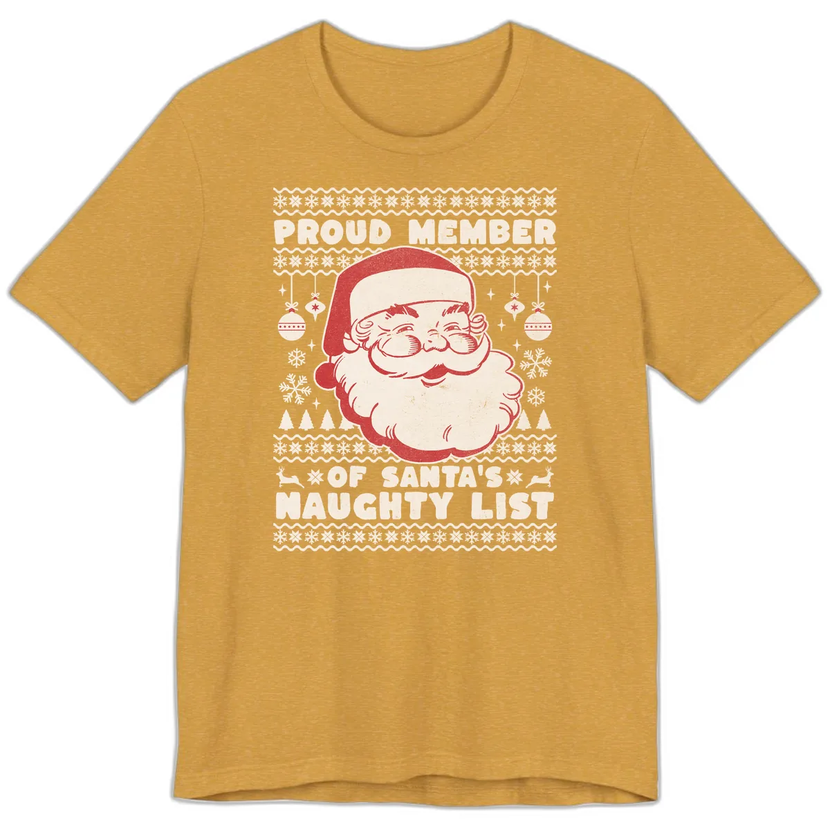 Proud Member Of Santa's Naughty List Premium T-Shirt in Heather Mustard