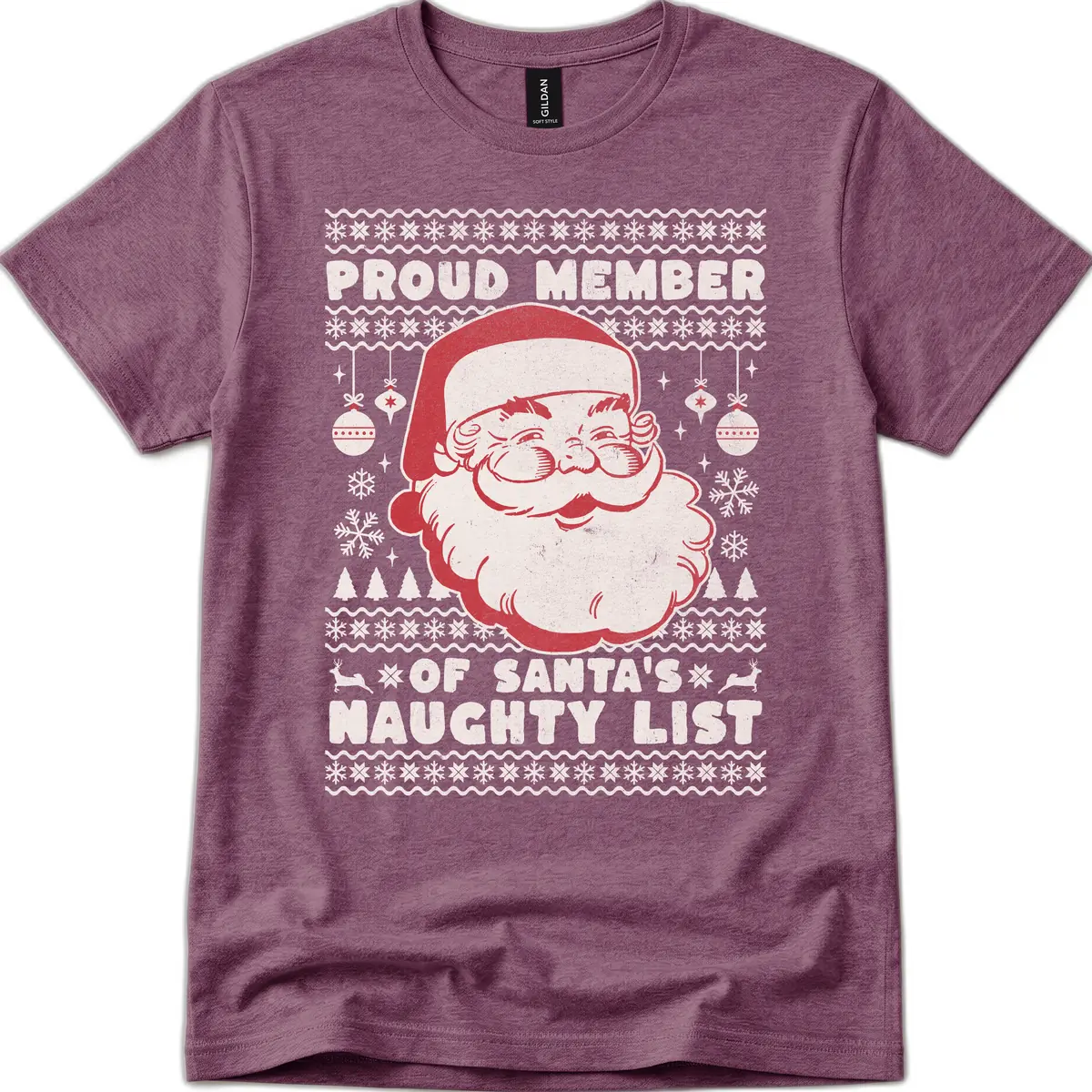 Proud Member Of Santa's Naughty List T-Shirt in Heather Maroon