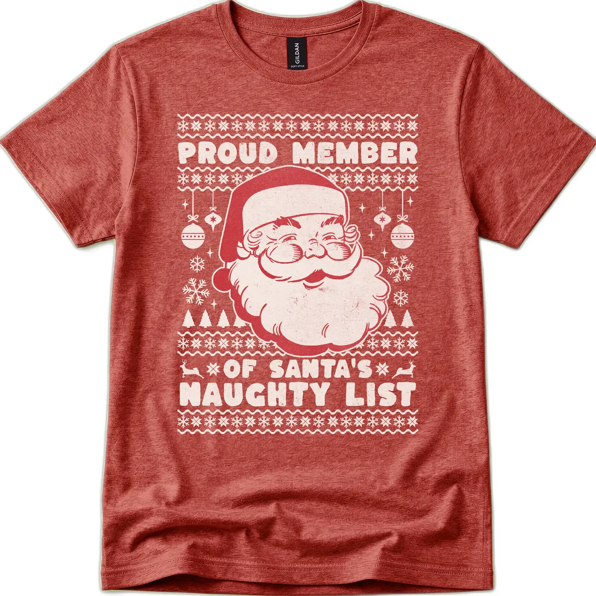 Proud Member Of Santa's Naughty List T-Shirt in Heather Cardinal
