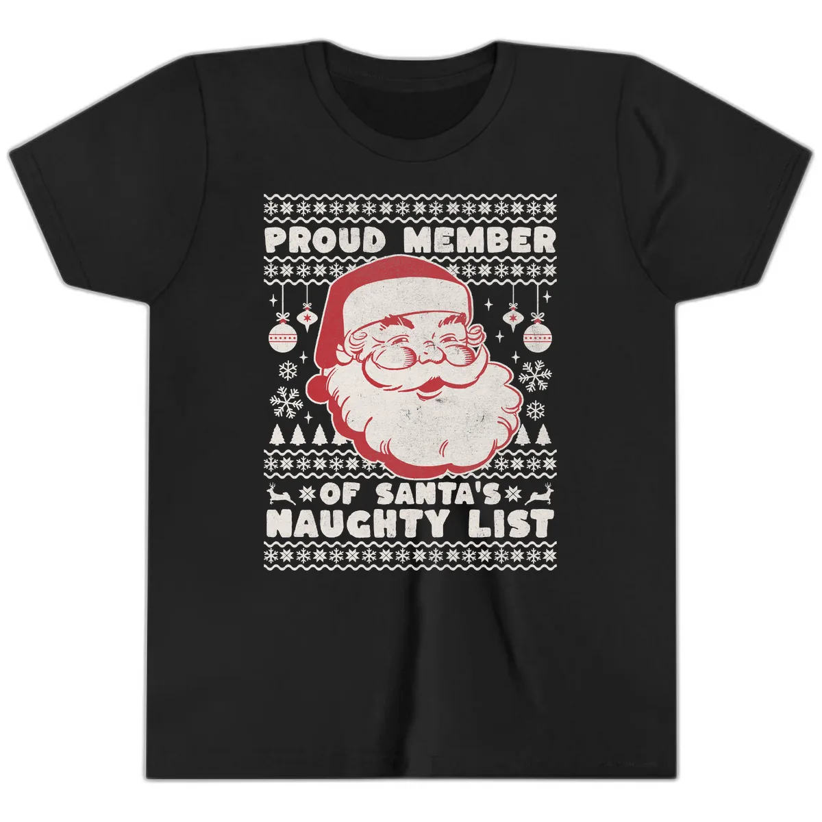 Proud Member Of Santa's Naughty List Youth T-Shirt in Black