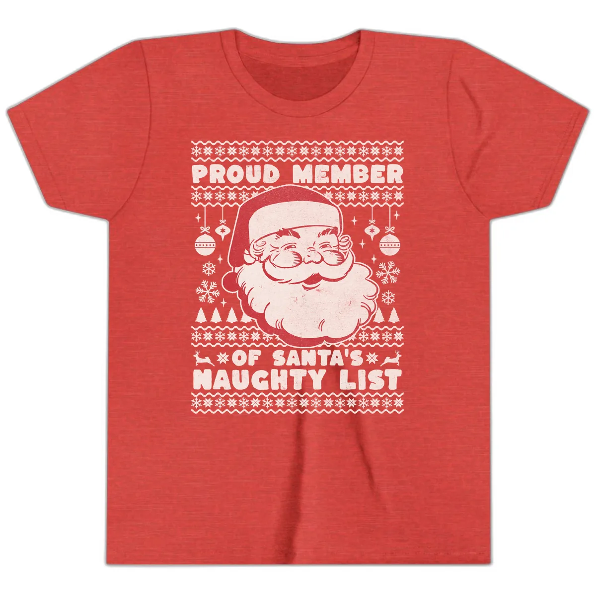 Proud Member Of Santa's Naughty List Youth T-Shirt in Heather Red