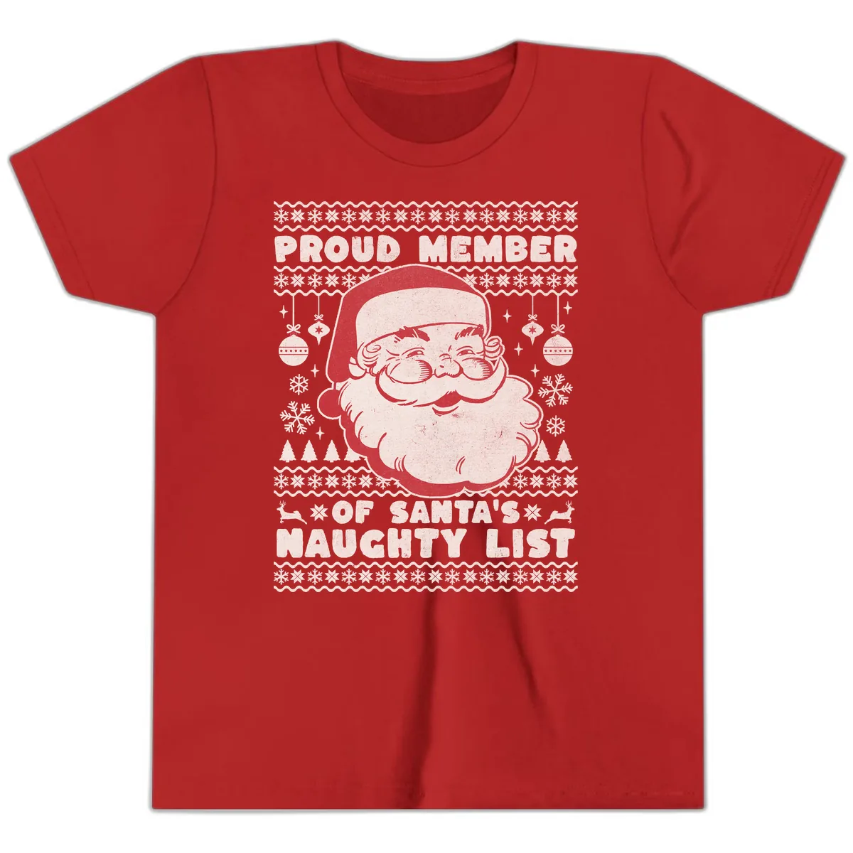 Proud Member Of Santa's Naughty List Youth T-Shirt in Red