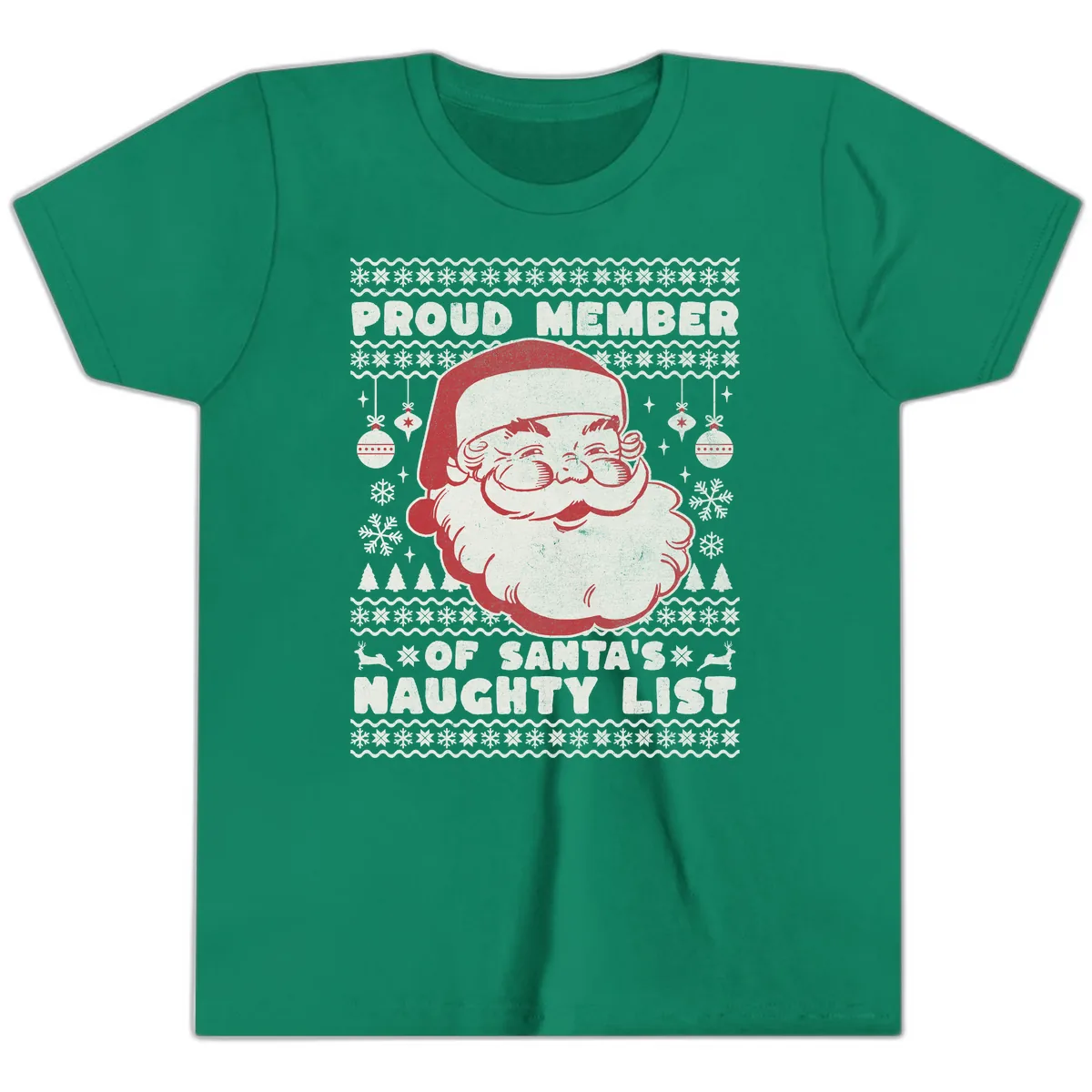 Proud Member Of Santa's Naughty List Youth T-Shirt in Kelly