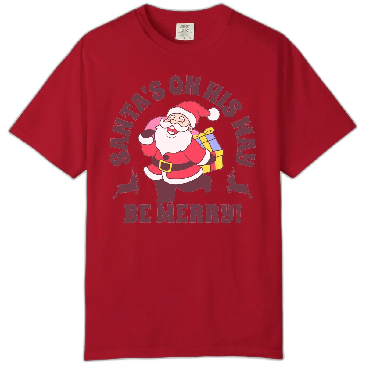 Santa's On His Way Be Merry Comfort Color in Red