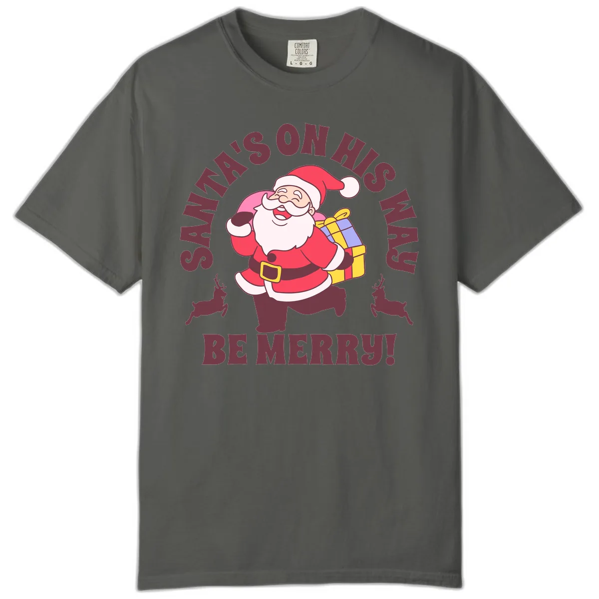 Santa's On His Way Be Merry Comfort Color in Pepper