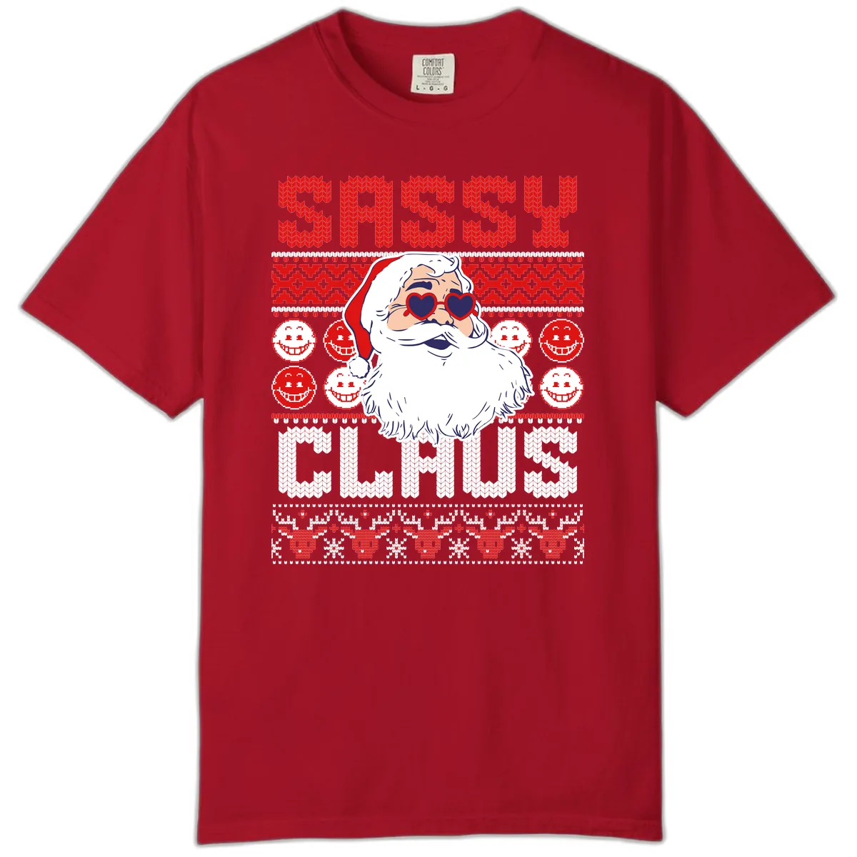 Sassy Santa Claus Ugly Christmas Sweater Comfort Color in Red