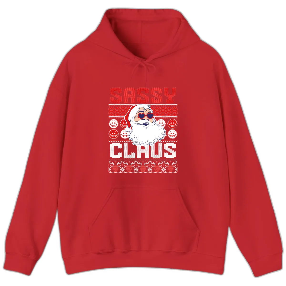 Sassy Santa Claus Ugly Christmas Sweater Hoodie in Red