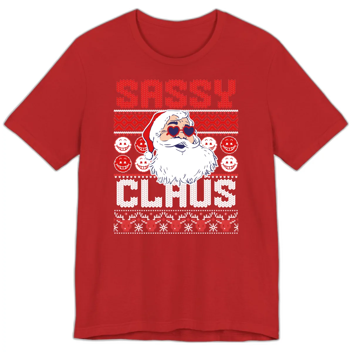 Sassy Santa Claus Ugly Christmas Sweater Premium T-Shirt in Red