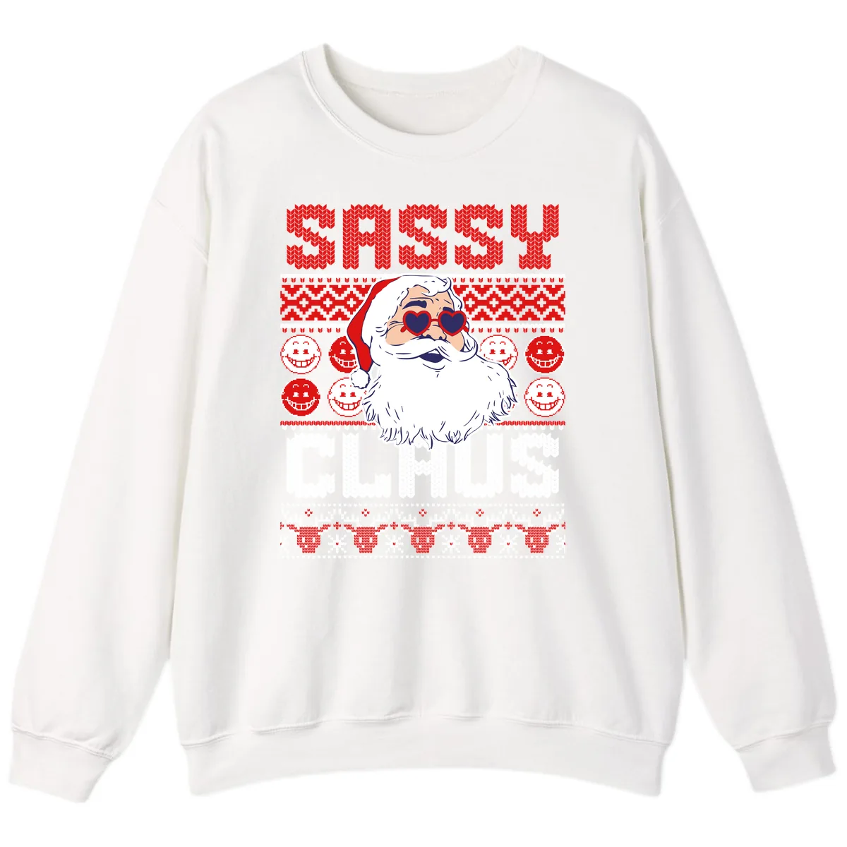 Sassy Santa Claus Ugly Christmas Sweater Sweatshirt in White