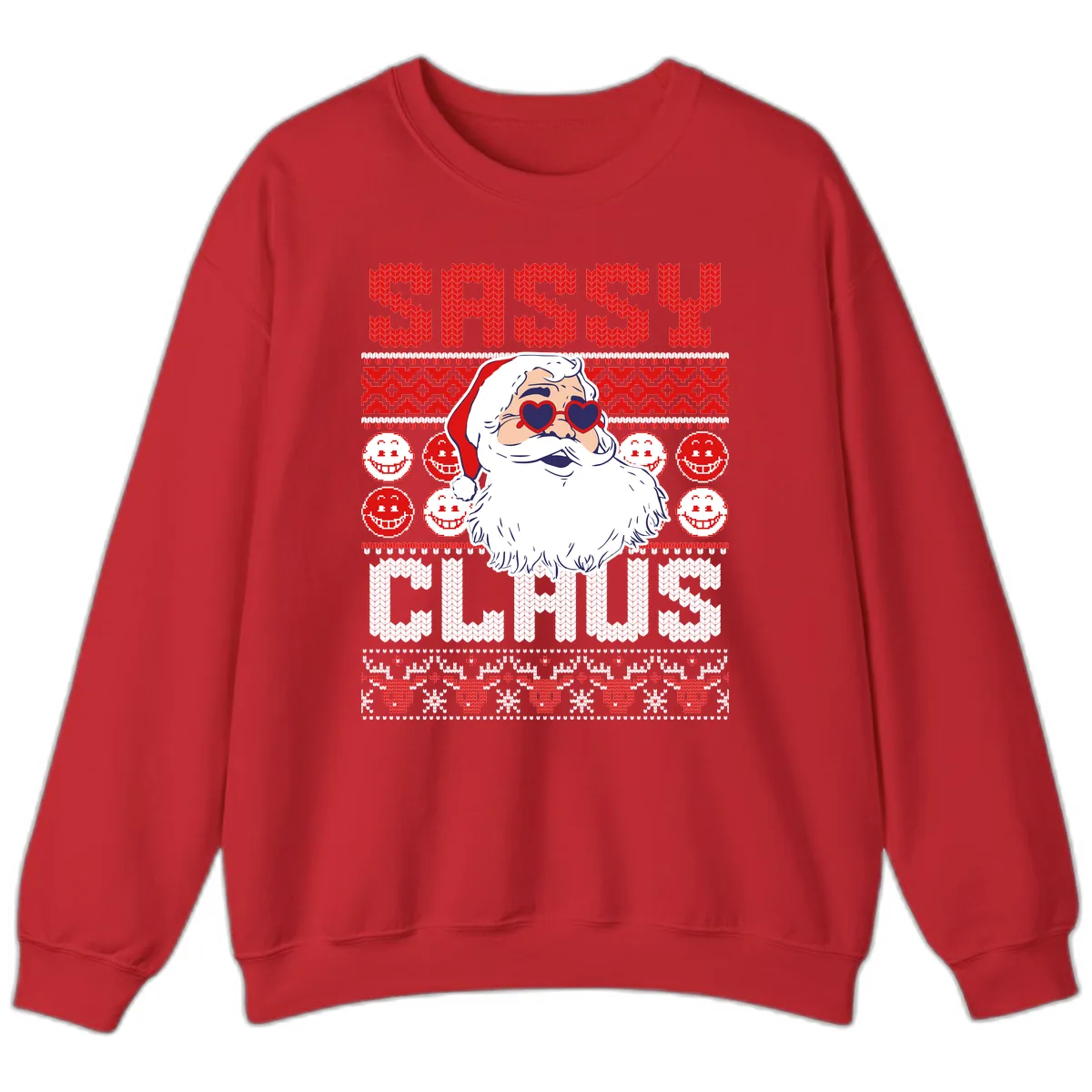 Sassy Santa Claus Ugly Christmas Sweater Sweatshirt in Red