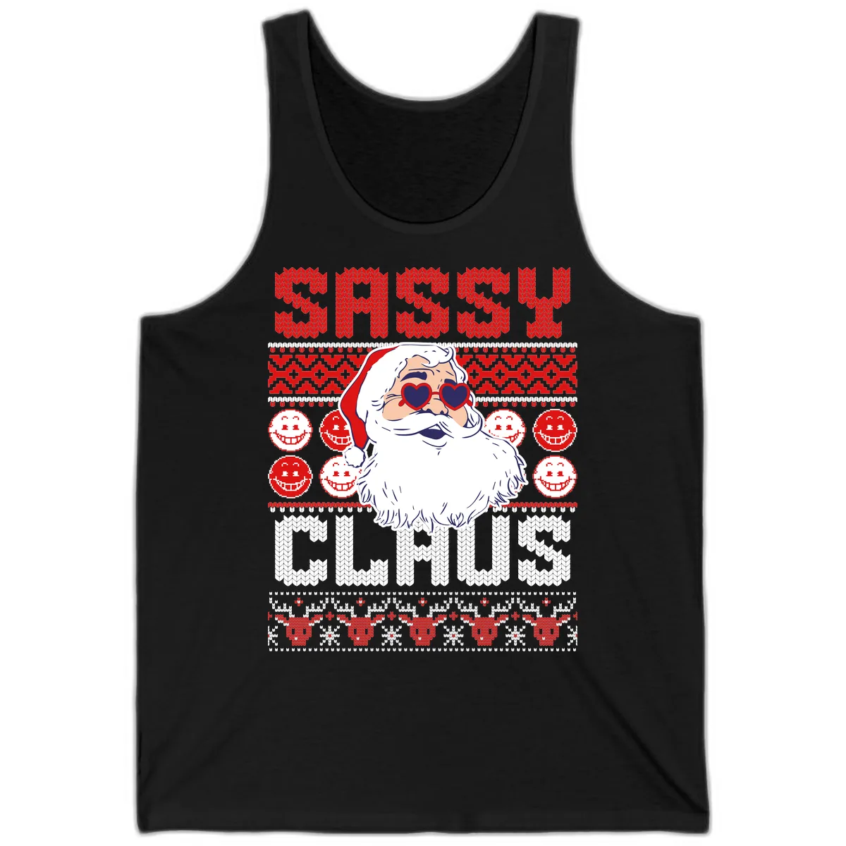 Sassy Santa Claus Ugly Christmas Sweater Tank in Black