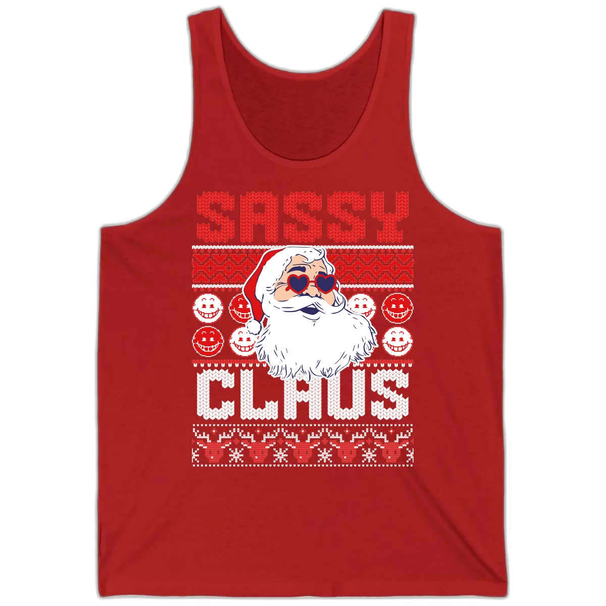 Sassy Santa Claus Ugly Christmas Sweater Tank in Red