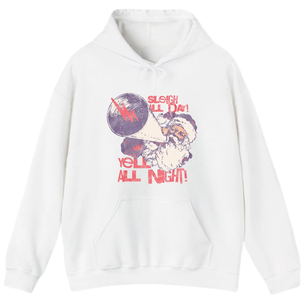 Sleigh All Day Yell All Night Santa Hoodie in White