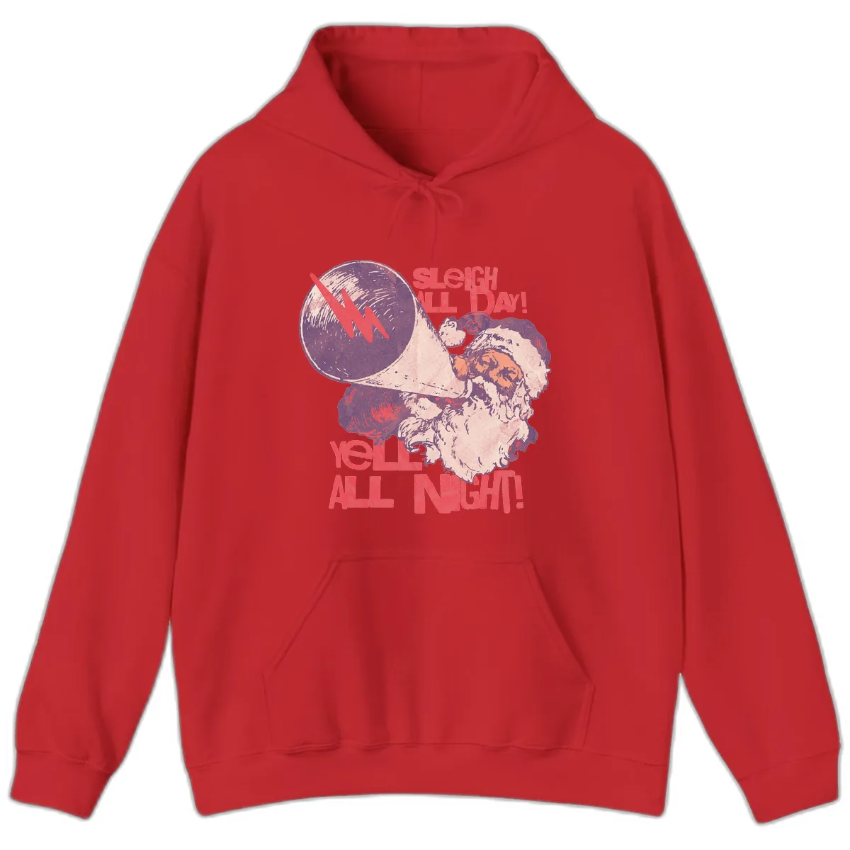 Sleigh All Day Yell All Night Santa Hoodie in Red