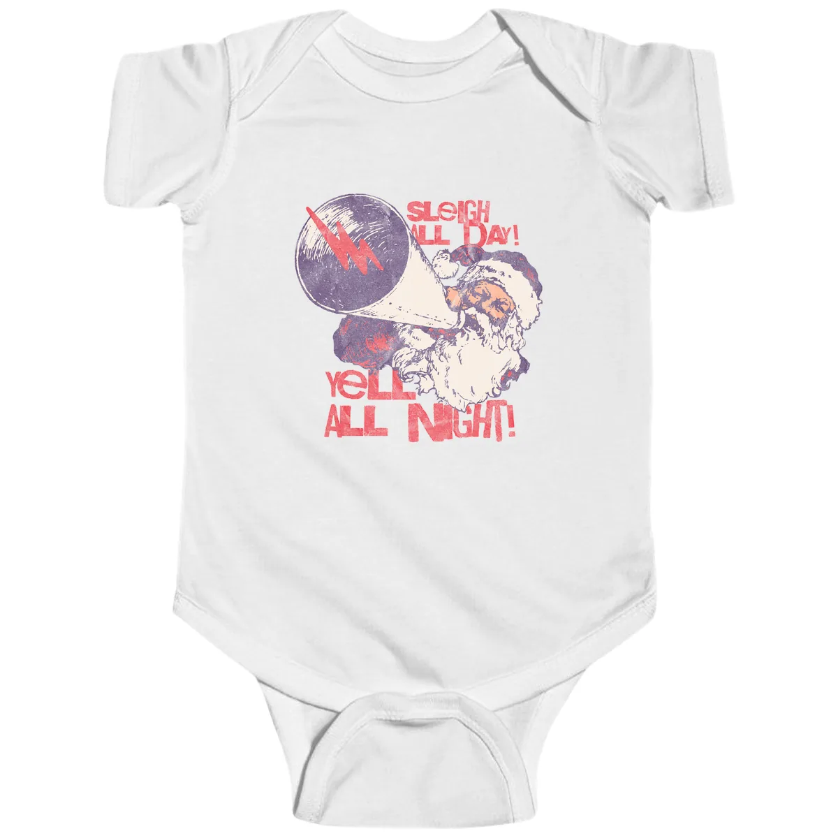 Sleigh All Day Yell All Night Santa Baby Onesie in White