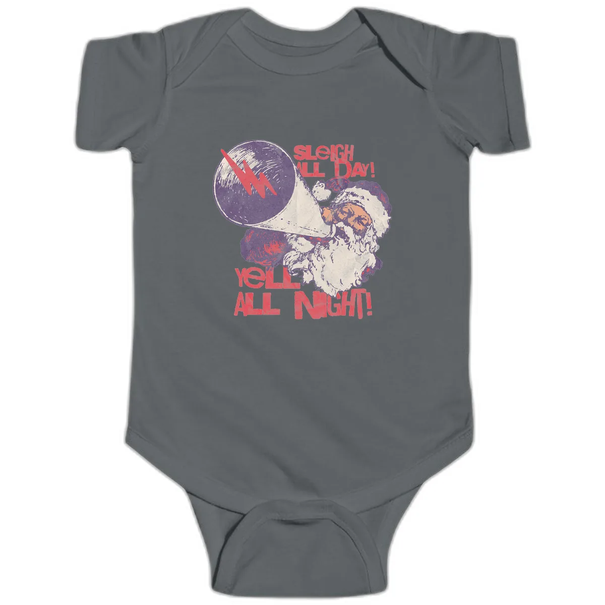 Sleigh All Day Yell All Night Santa Baby Onesie in Charcoal