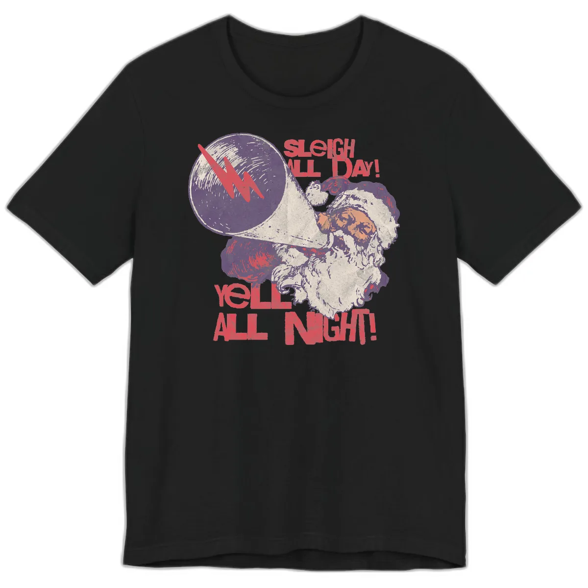 Sleigh All Day Yell All Night Santa Premium T-Shirt in Black