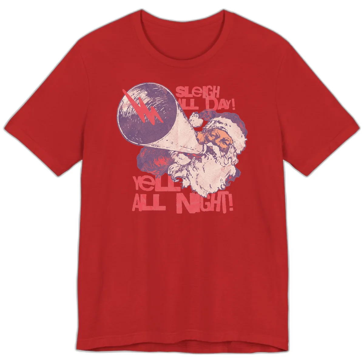 Sleigh All Day Yell All Night Santa Premium T-Shirt in Red