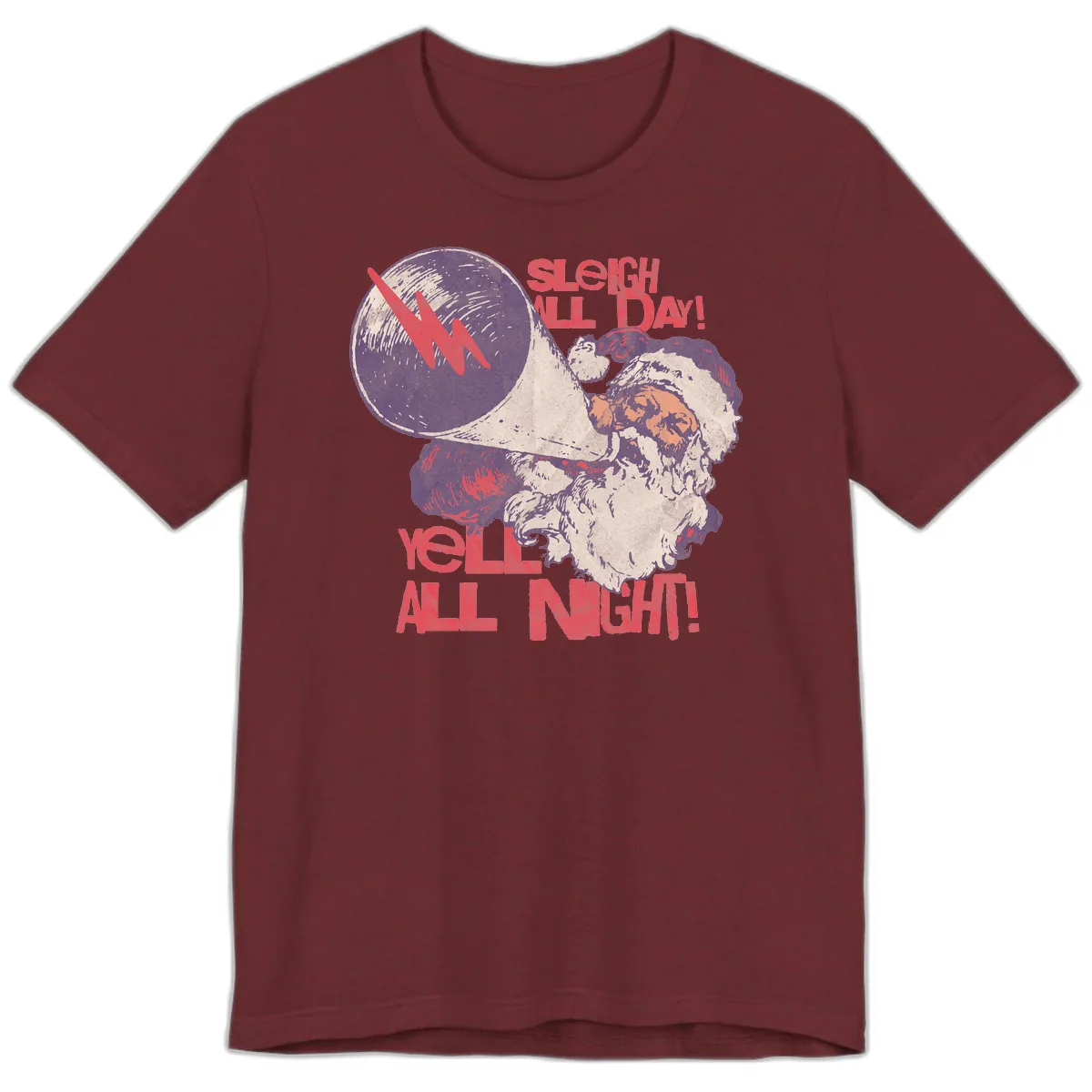 Sleigh All Day Yell All Night Santa Premium T-Shirt in Heather Cardinal