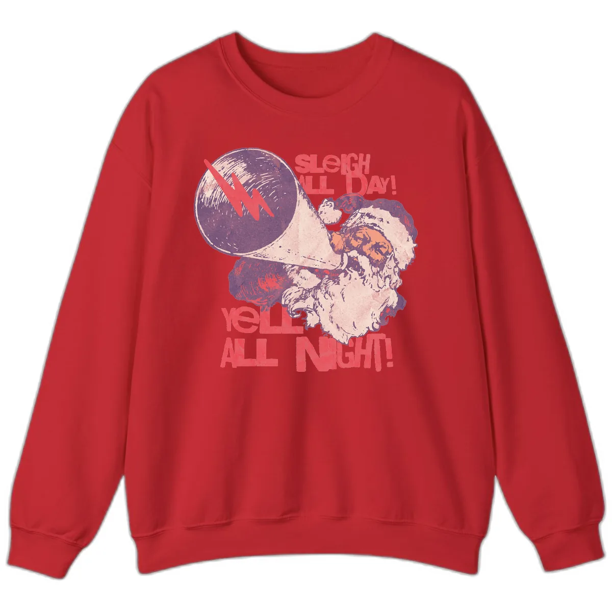 Sleigh All Day Yell All Night Santa Sweatshirt in Red