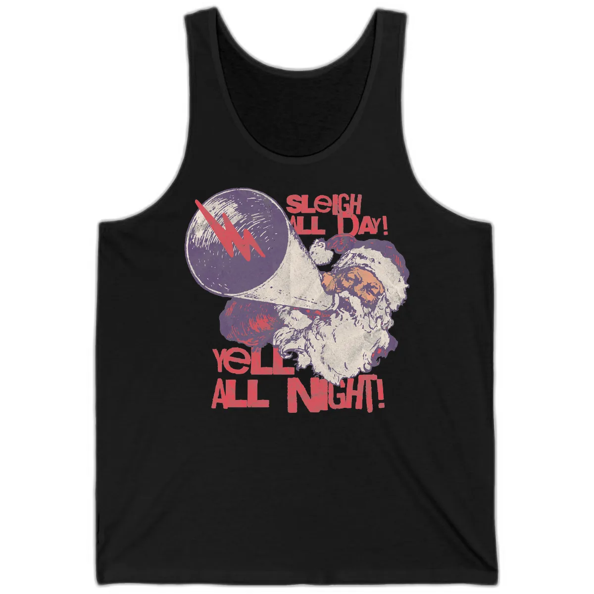 Sleigh All Day Yell All Night Santa Tank in Black