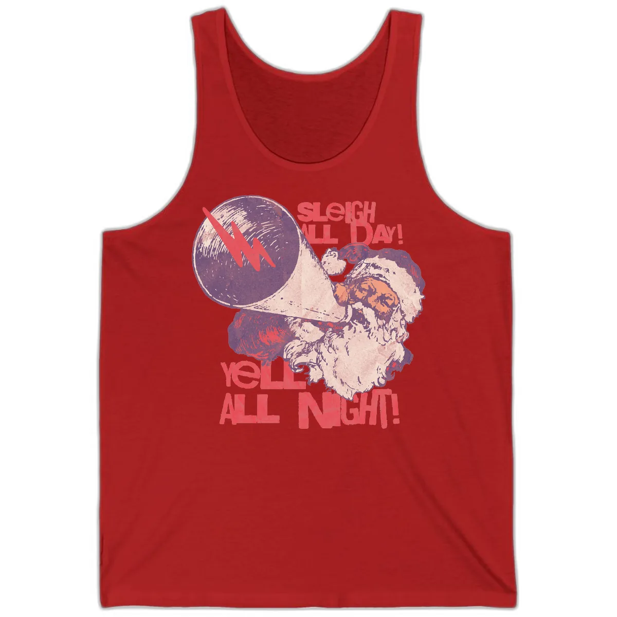 Sleigh All Day Yell All Night Santa Tank in Red
