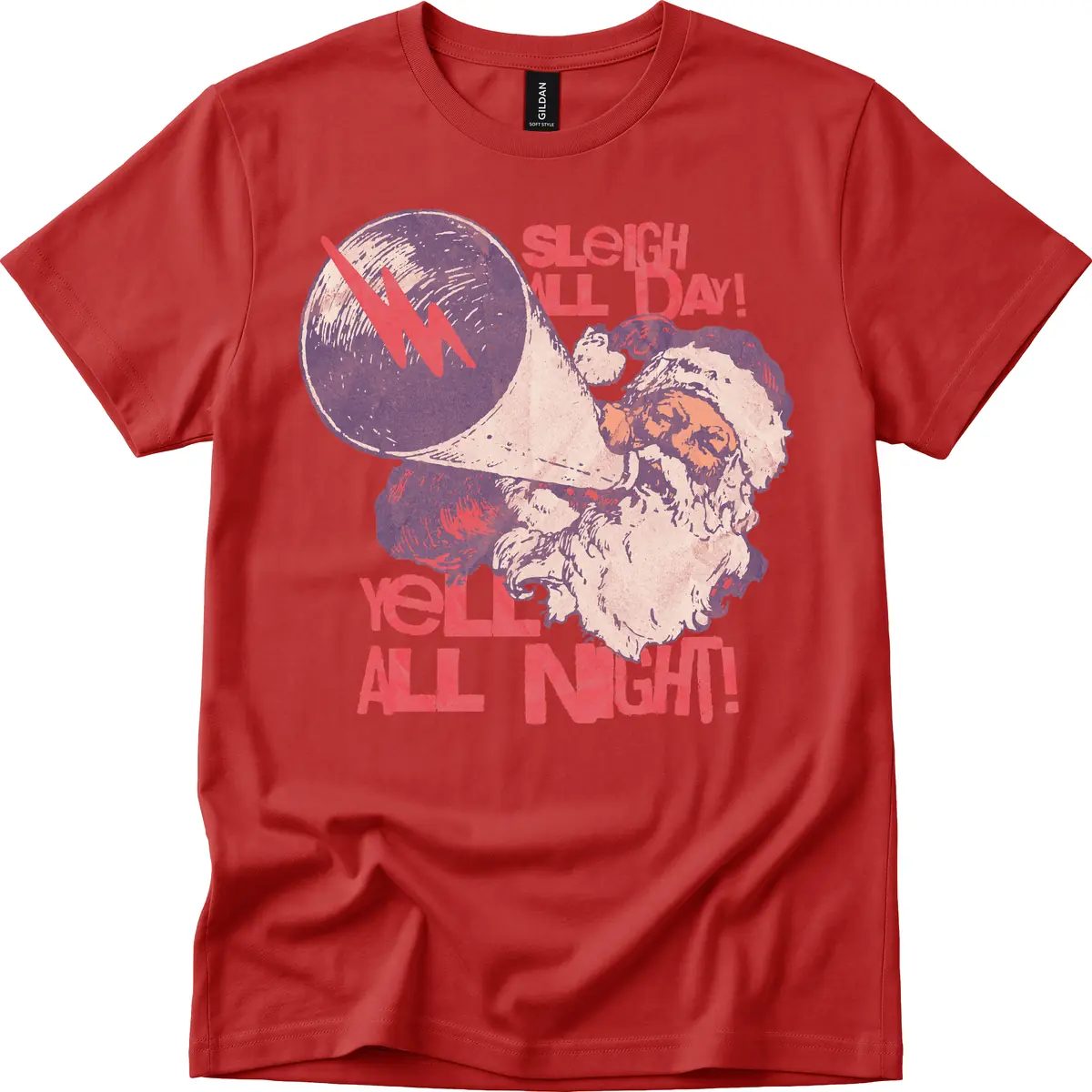 Sleigh All Day Yell All Night Santa T-Shirt in Red