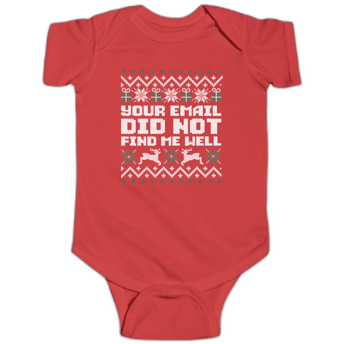 Your Email Did Not Find Me Well Baby Onesie in Red