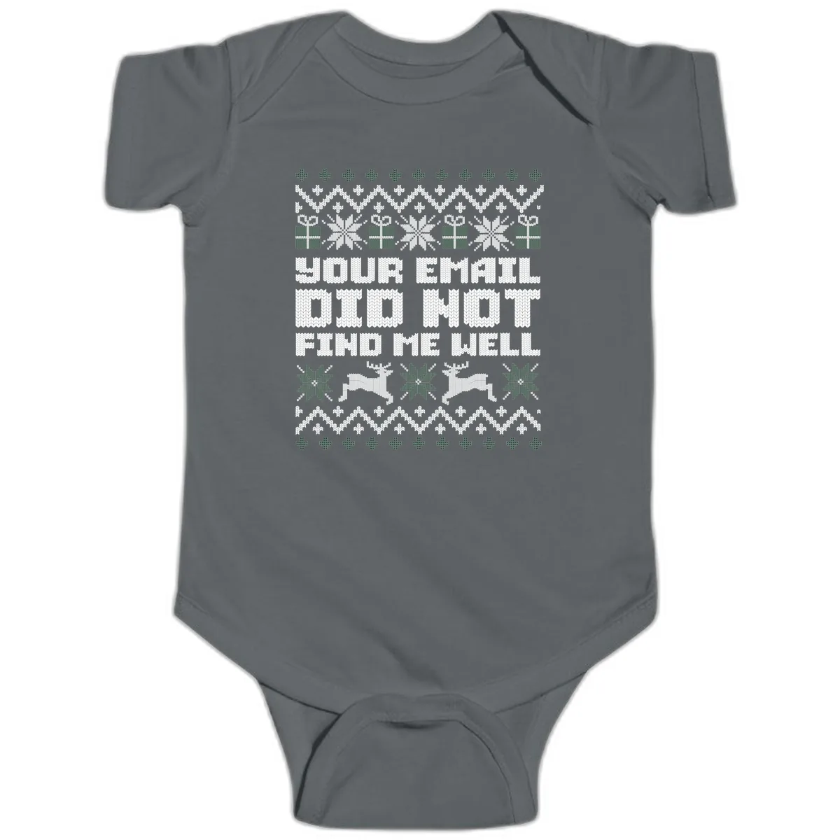 Your Email Did Not Find Me Well Baby Onesie in Charcoal