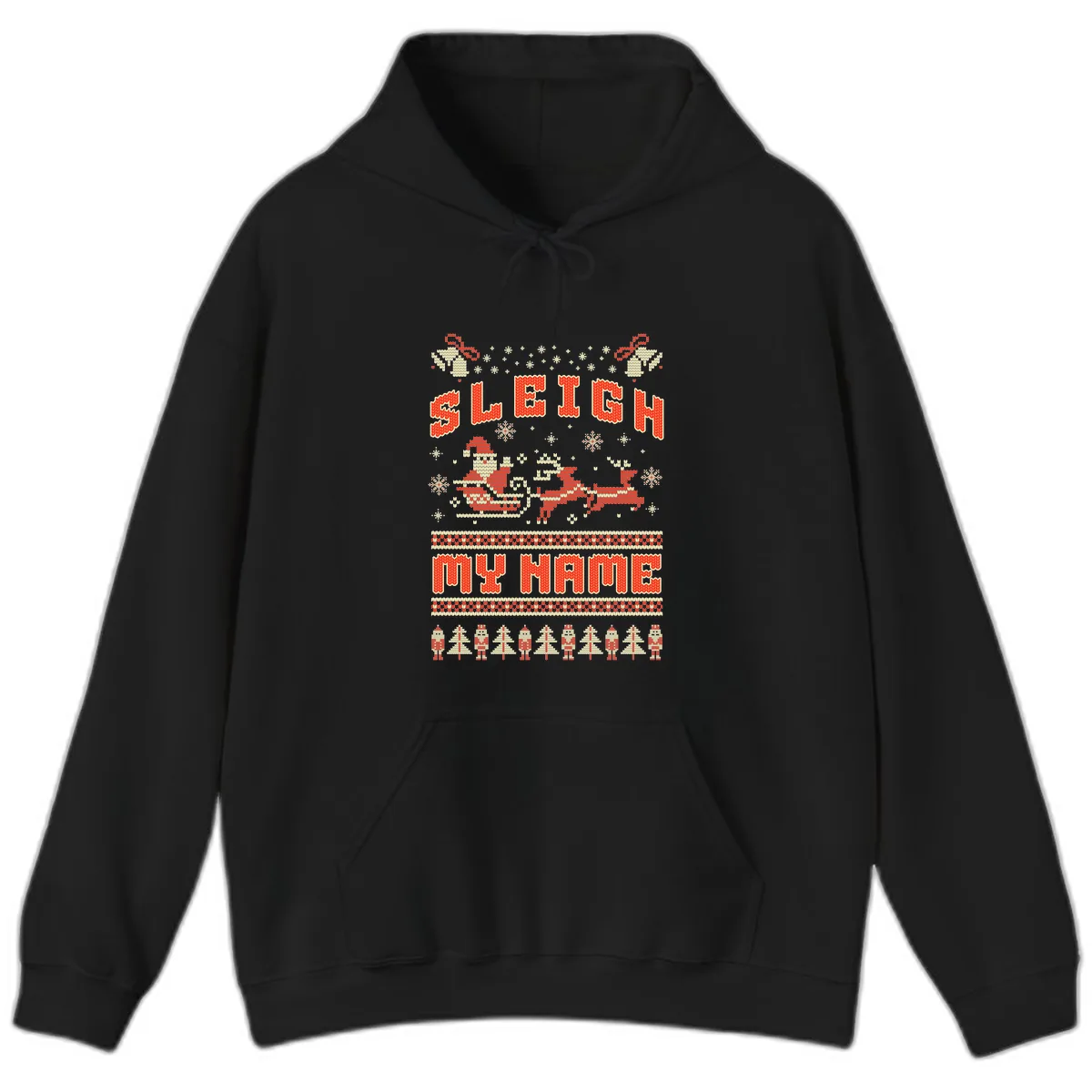 Sleigh My Name Christmas Sweater Hoodie in Black
