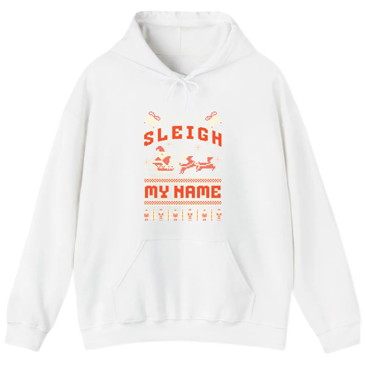 Sleigh My Name Christmas Sweater Hoodie in White