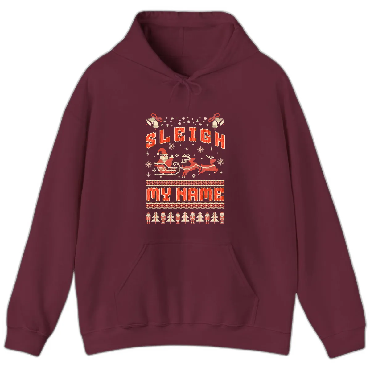 Sleigh My Name Christmas Sweater Hoodie in Maroon
