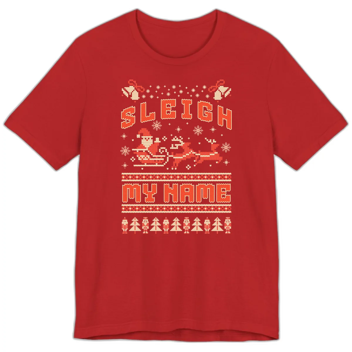 Sleigh My Name Christmas Sweater Premium T-Shirt in Red