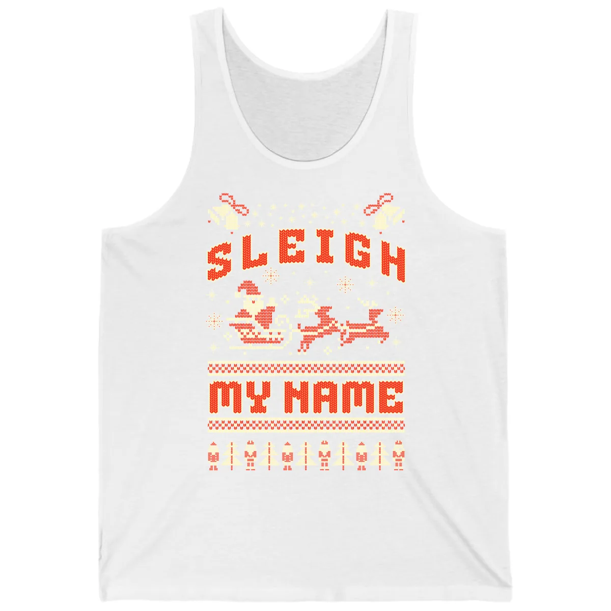 Sleigh My Name Christmas Sweater Tank in White